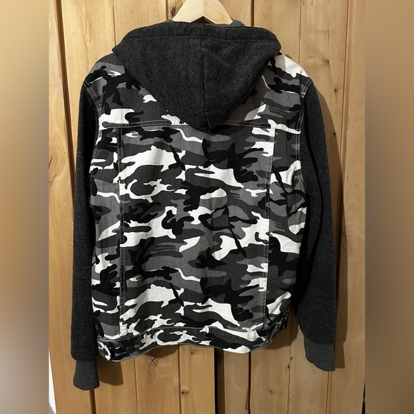 Fire & Rain Camo Denim Knit Hooded Zip-Up Jacket Men’s Large - Picture 5 of 5